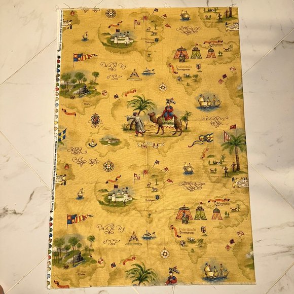 Vintage P Kaufmann WORLD EXPLORERS Fabric 1+ yards - Picture 4 of 7